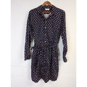 UNTUCKit Marie Shirt Dress Womens 8 Blue Red Print Preppy Professional Office
